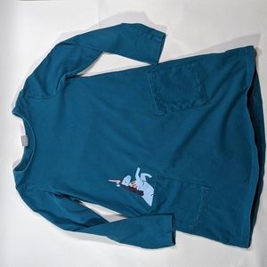 Hanna Andersson blue green long sleeve dress size 8/ 130 cm.